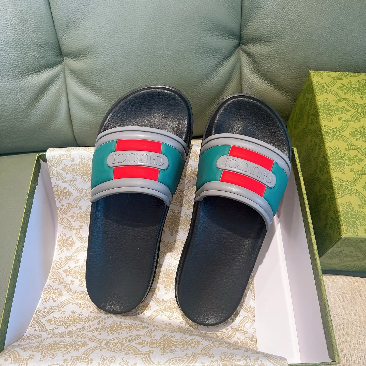 Men's Men's Shoes 130🐮🐮Gucci Gucci Slippers Gucci 2024 latest beach sandals slippers Original molding double G LOGO Original molding consistent Outsole: Men's Men's Shoes u double-layer outsole Size: 35-46